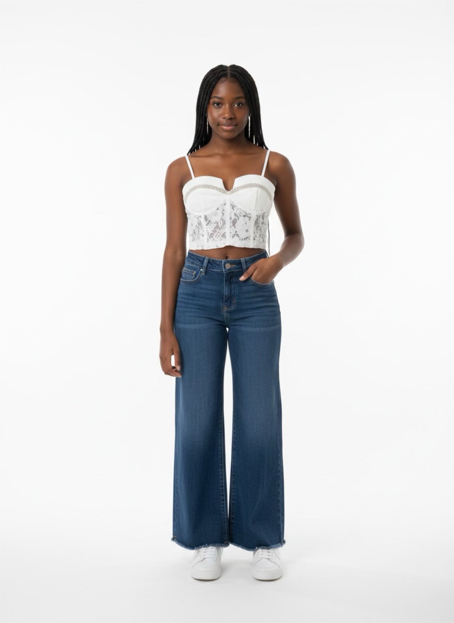 Jeans wide leg vita alta