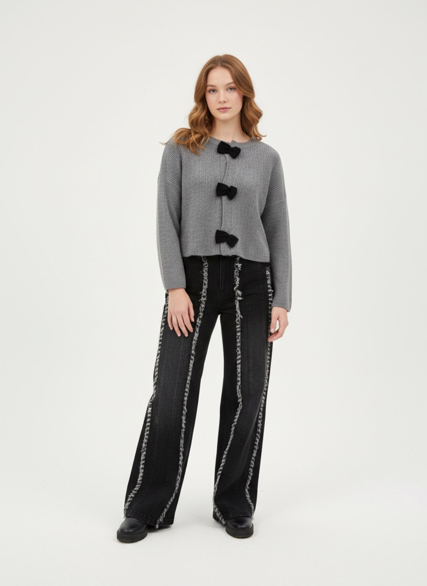 Jeans Donna Vita Alta con Cuciture a Contrasto | Gamba Ampia