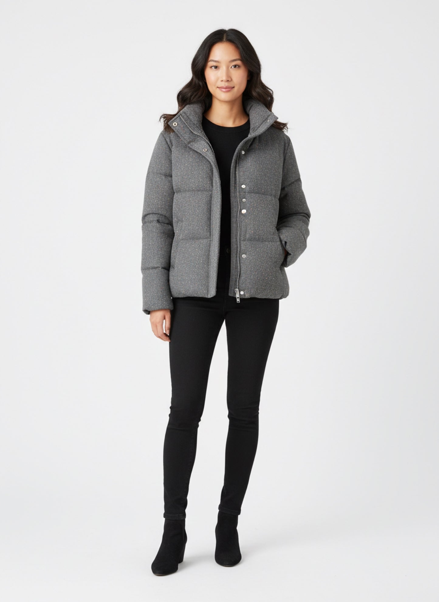 Piumino Donna Corto Grigio | Giubbotto Invernale Caldo e Versatile