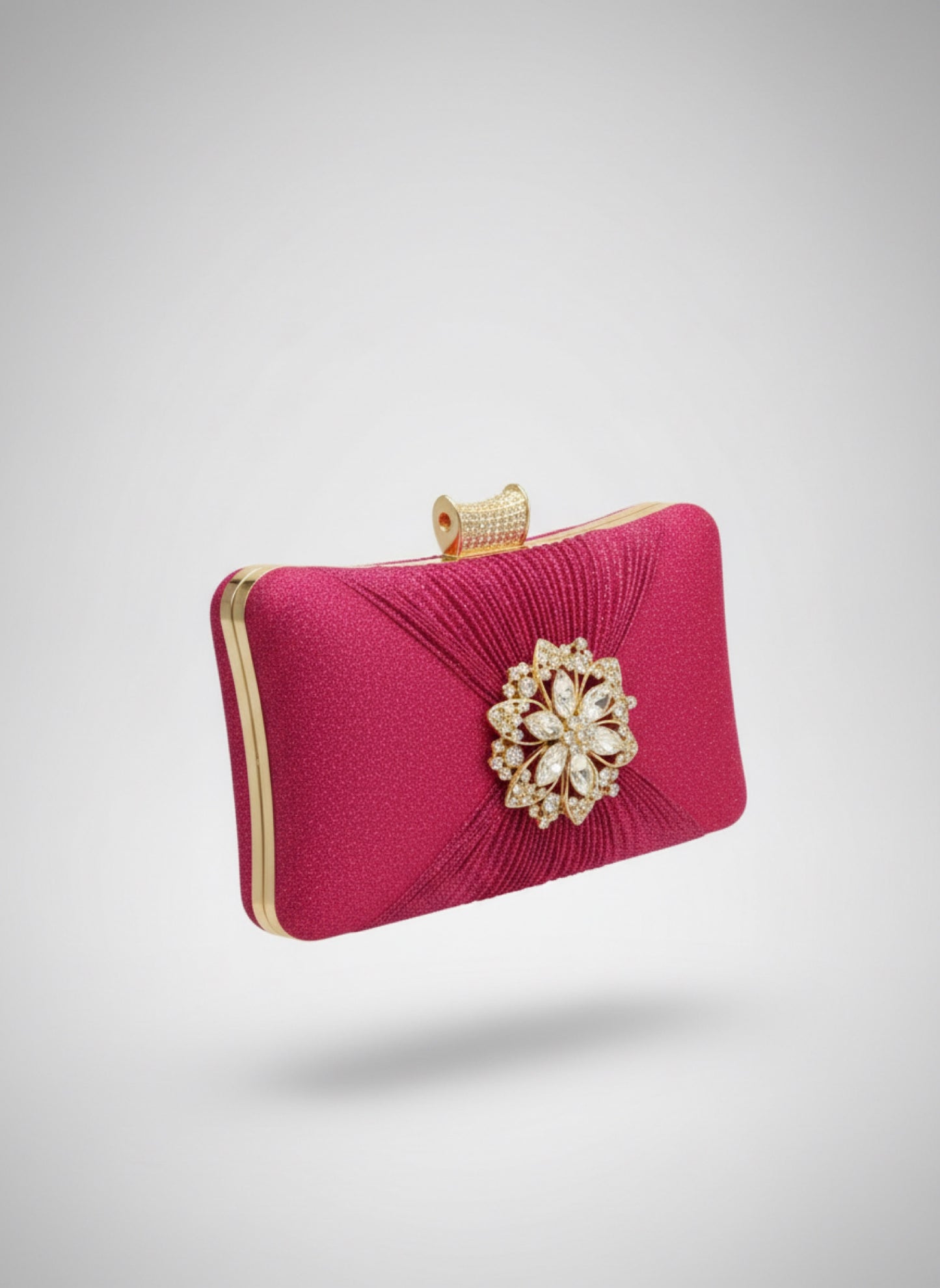 Borsa da Cerimonia Fucsia con Raffinati Dettagli Oro