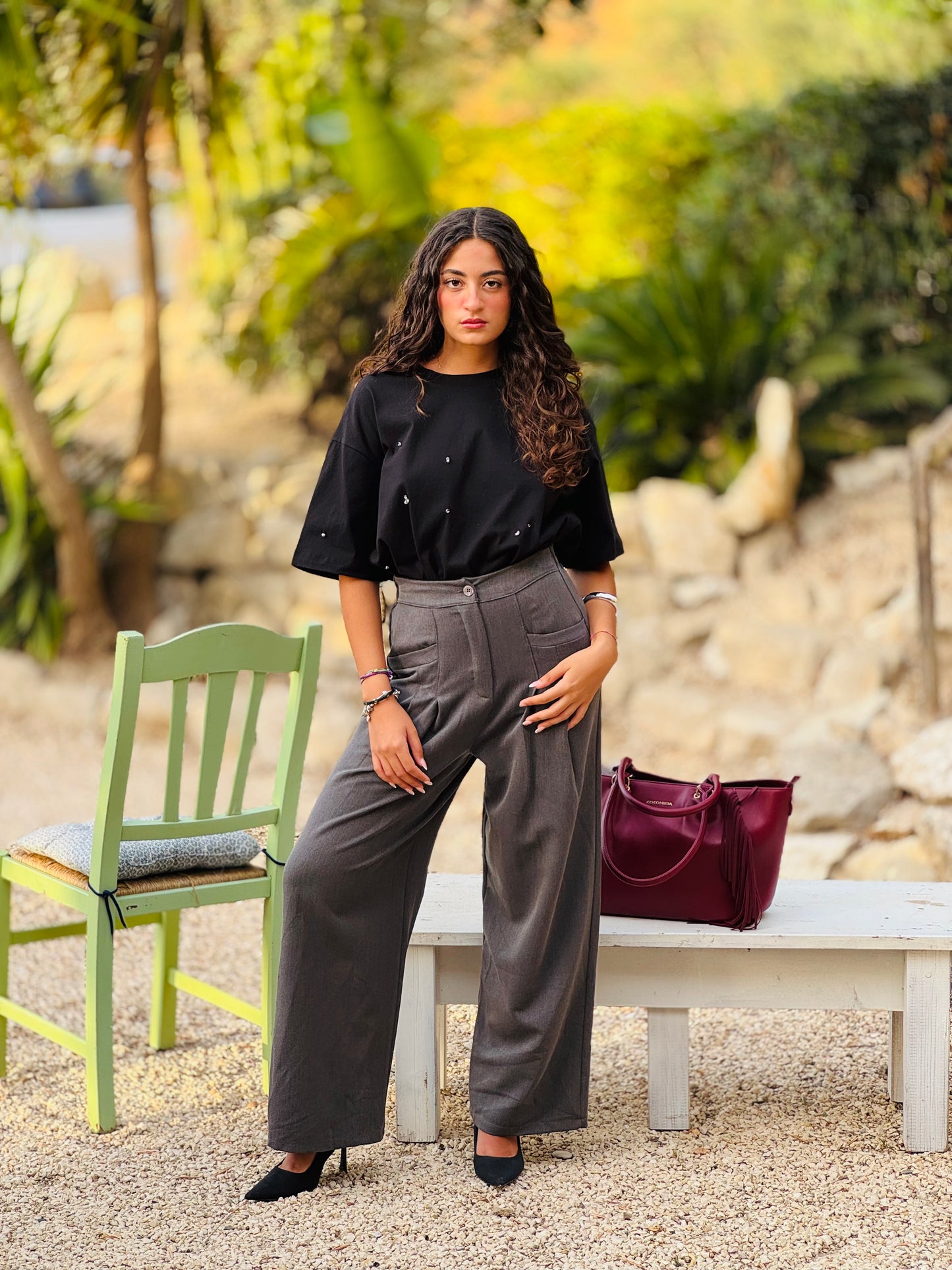 Pantalone palazzo a vita alta