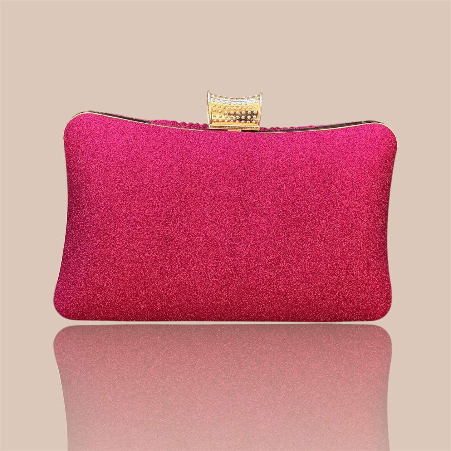 Borsa da Cerimonia Fucsia con Raffinati Dettagli Oro