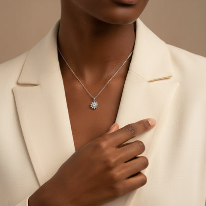 Collana Fiore con Strass – Acciaio Inox