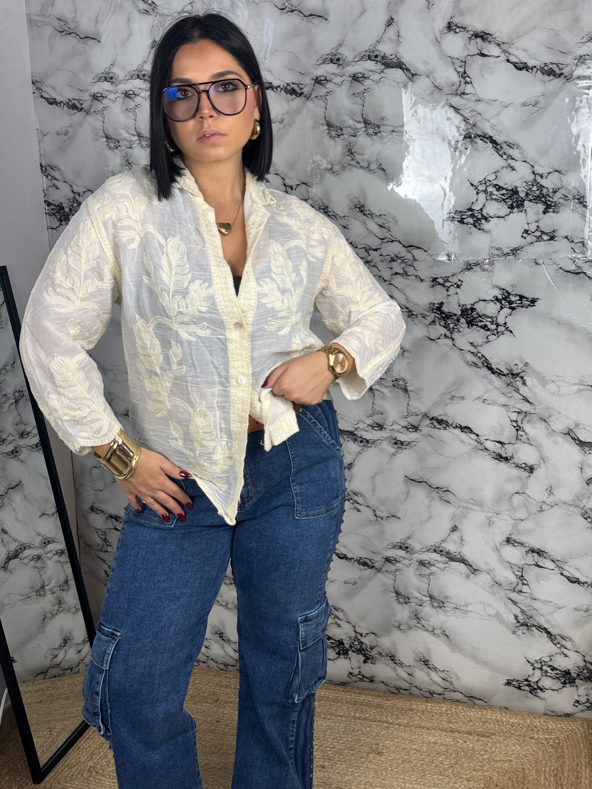 Camicia Panna Ricamata – Elodie