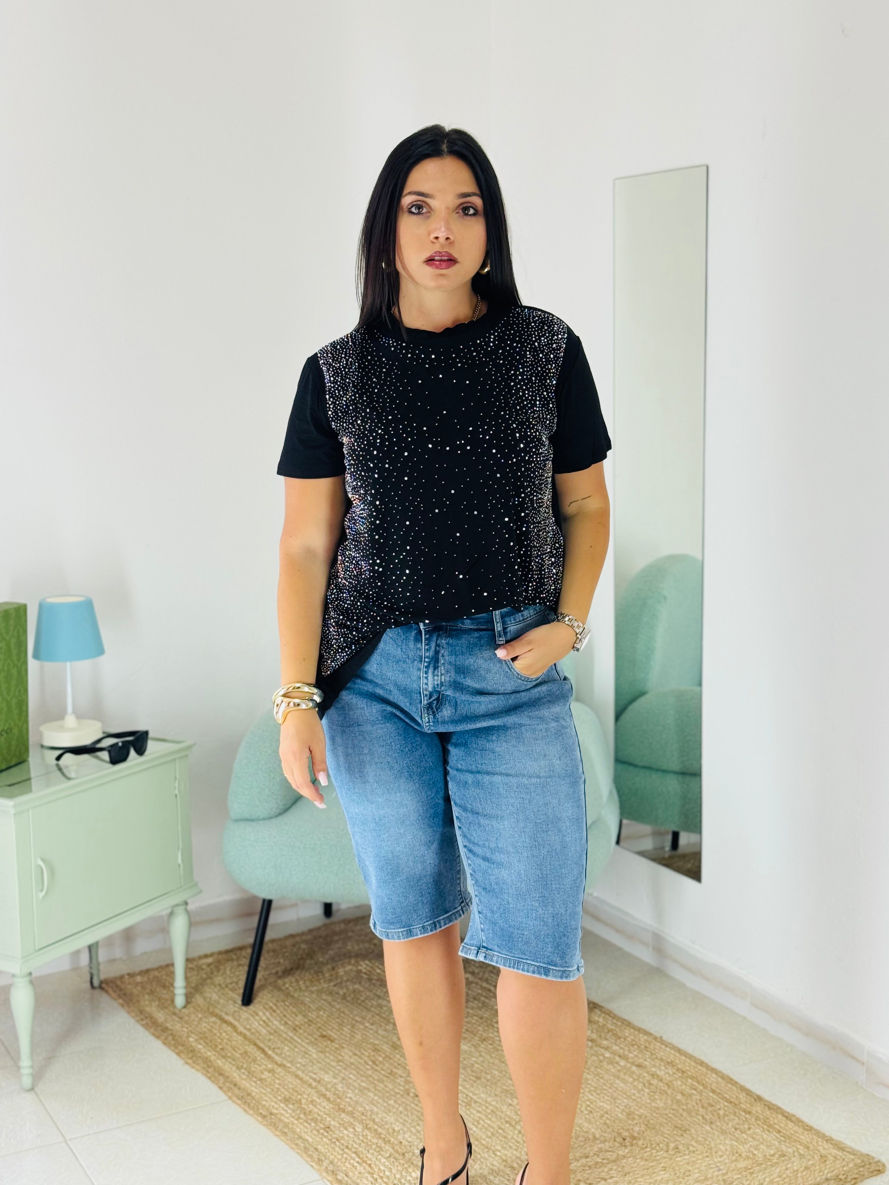 T-shirt Star in viscosa Nero