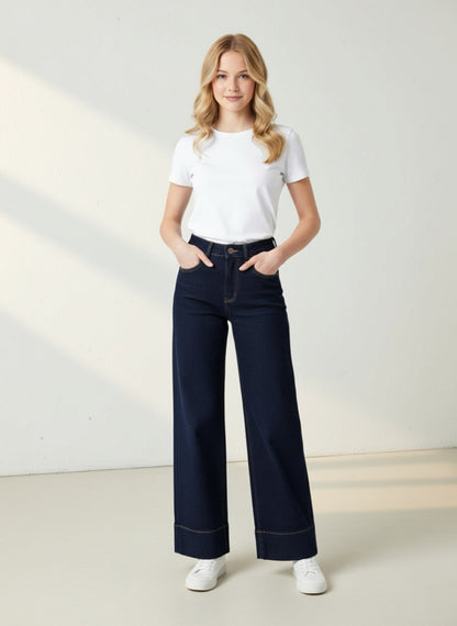 Jeans Donna Vita Alta a Gamba Ampia