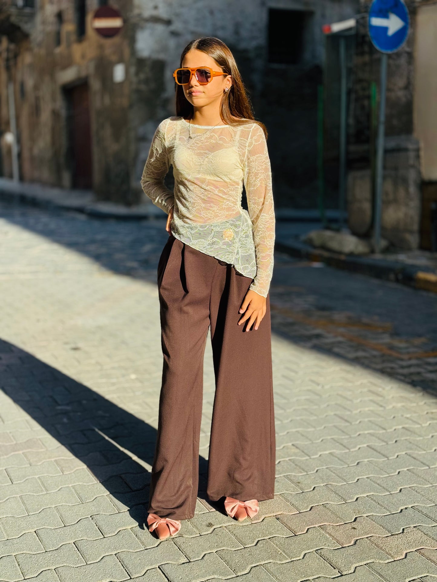 Pantalone marrone a palazzo