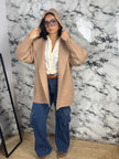 CARDIGAN CON CAPPUCCIO — “Soft Camel”