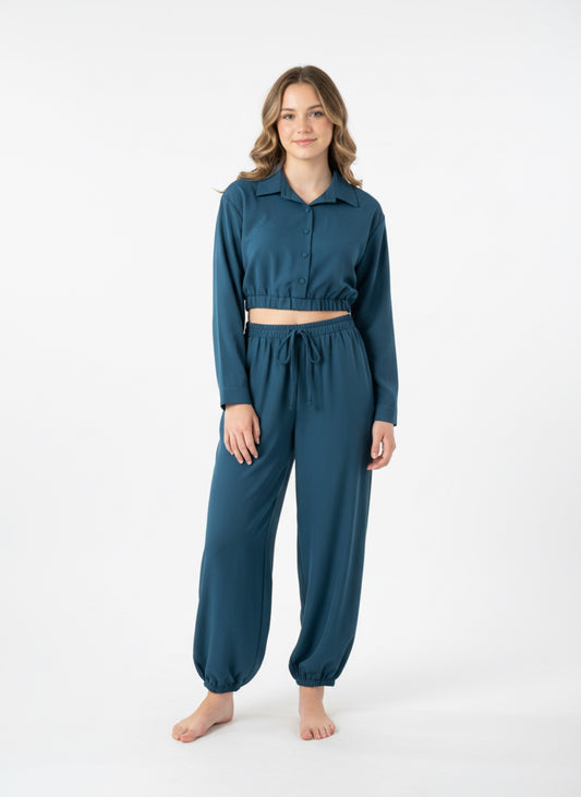 COMPLETO CAMICIA CROP + PANTALONE