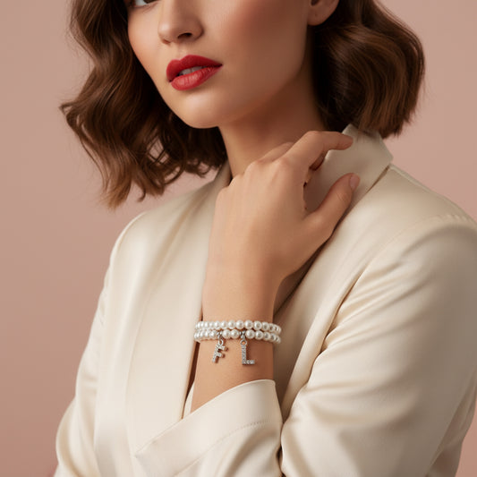 Bracciale perle con charm croce – Acciaio Inox