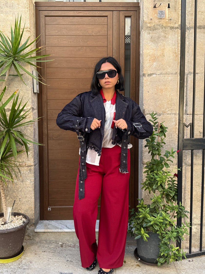 Rebel – Giacca Denim Sartoriale con Cinture