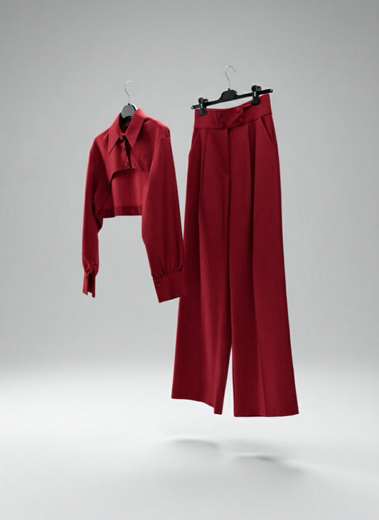 COMPLETO CAMICIA CROP + PANTALONE MORBIDO