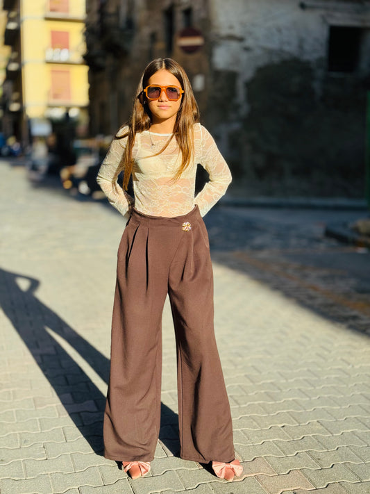 Pantalone marrone a palazzo