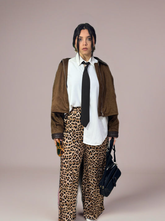 Giacca Camoscio Effetto Suede Marrone