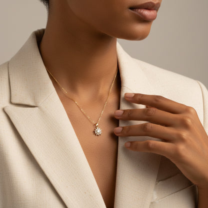 Collana Fiore con Strass – Acciaio Inox