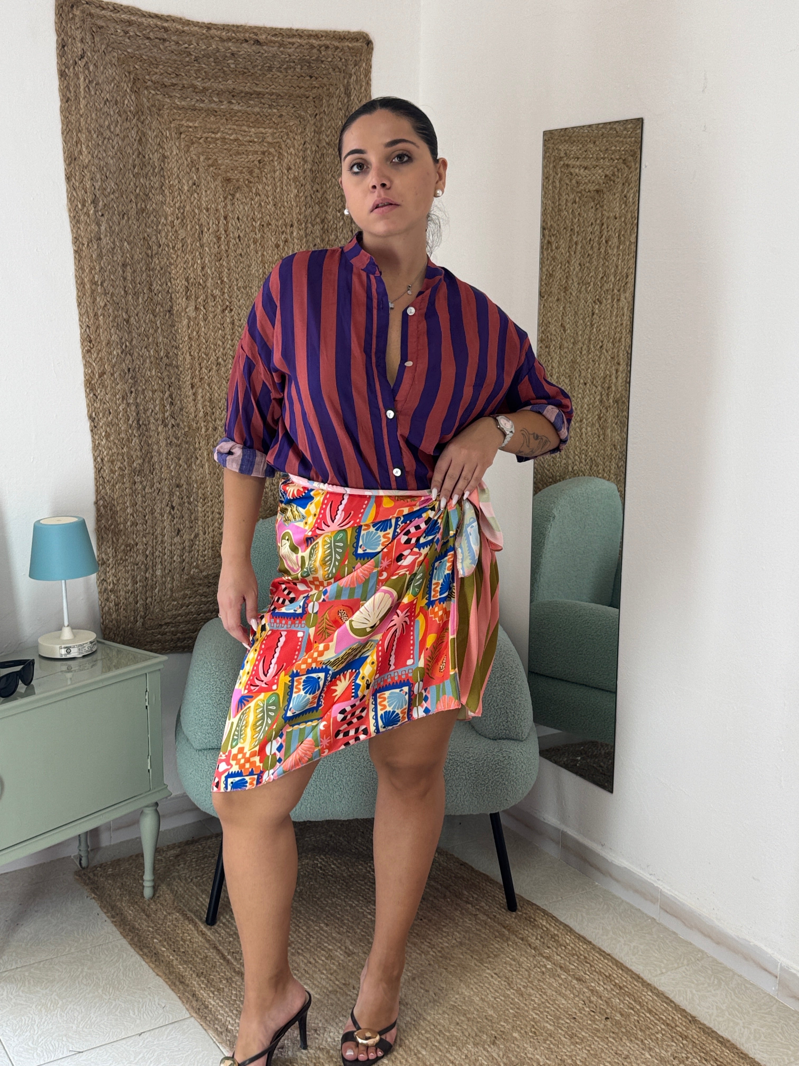 CAMICIA RIGHE VIOLA