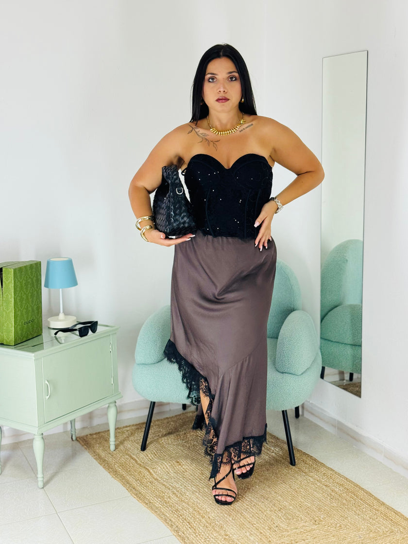Corpetto Satin Corset Nero