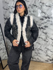 Gilet Knit con Pelliccia e Strass – Crystal Fur
