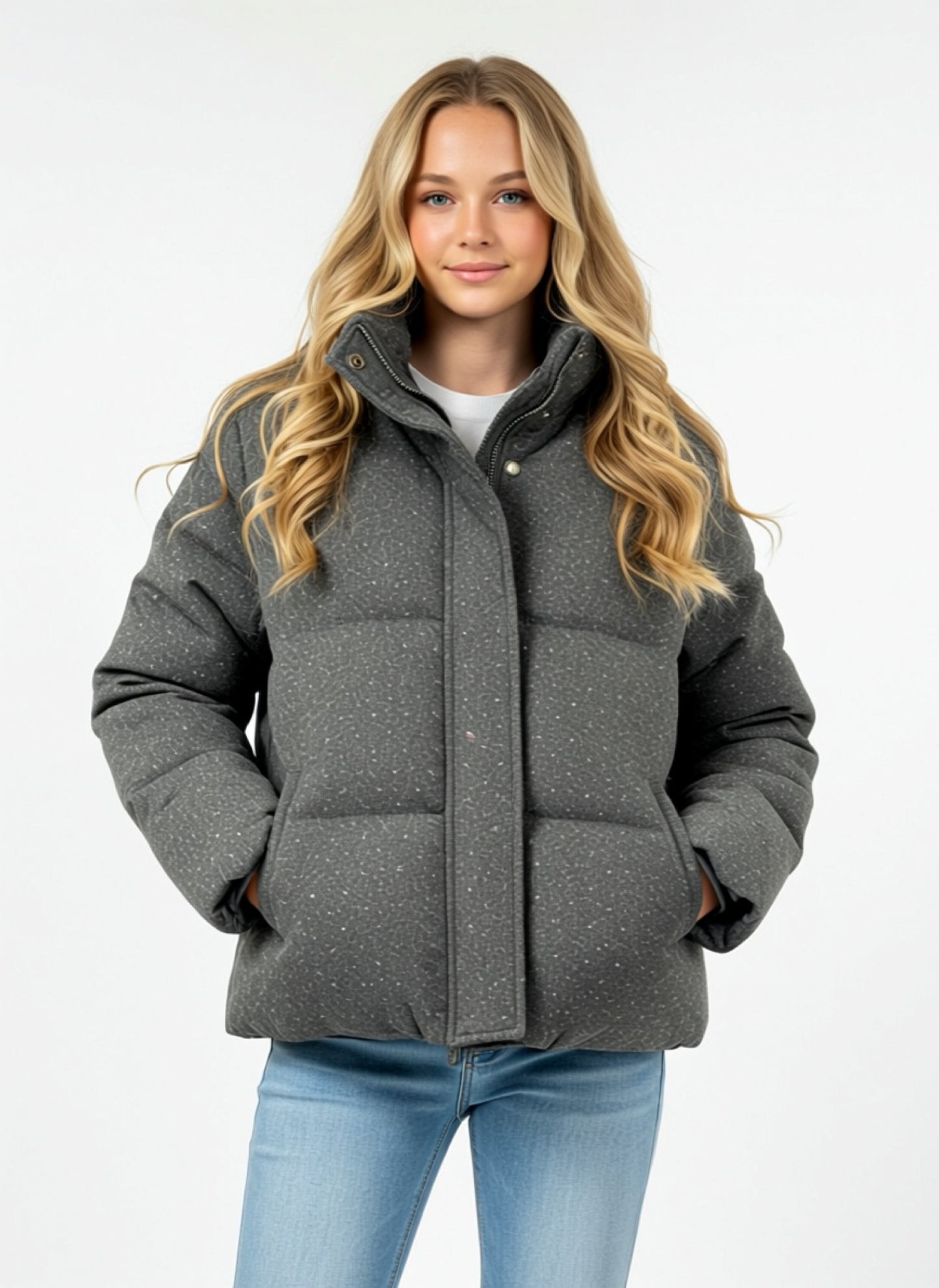 Piumino Donna Corto Grigio | Giubbotto Invernale Caldo e Versatile