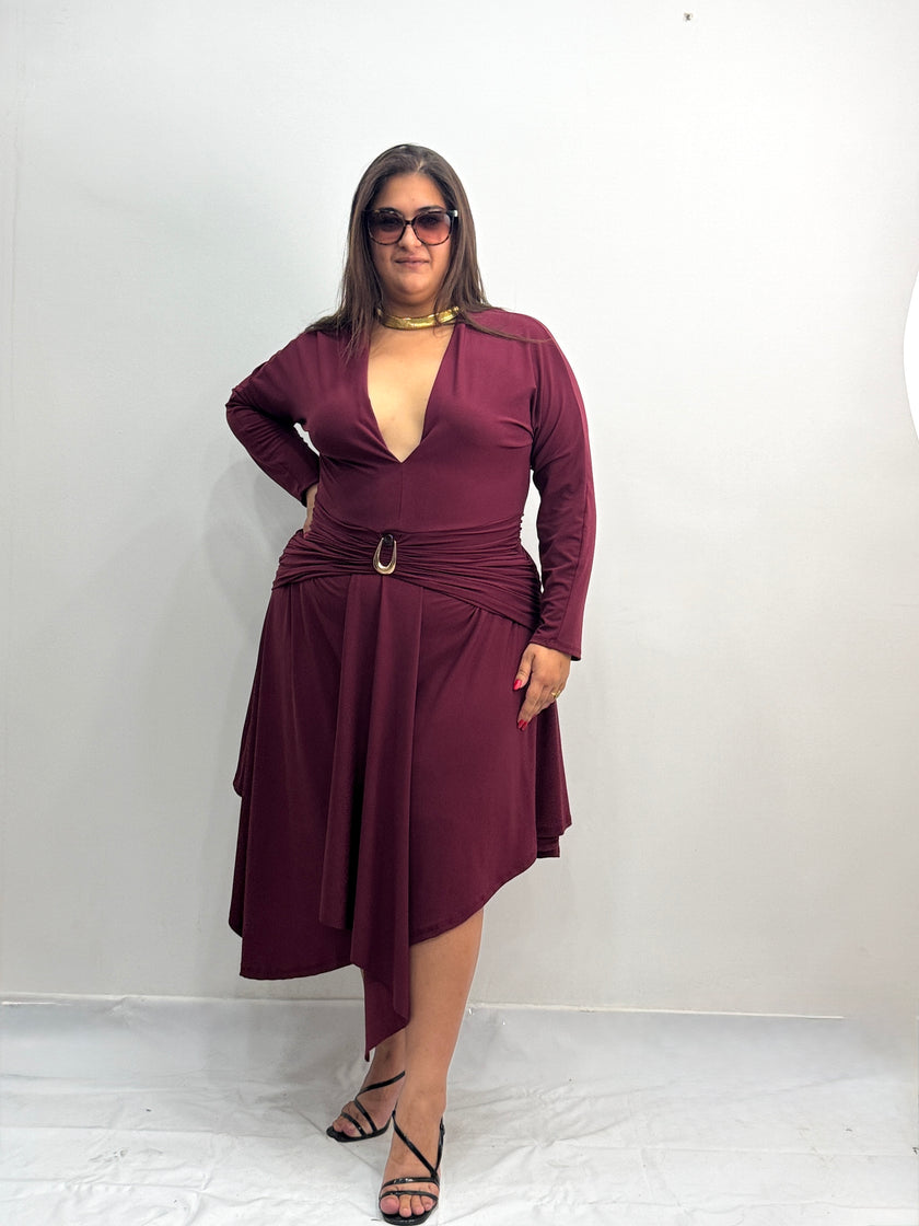 ABITO GIULIA MIDI BORDEAUX