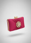 Borsa da Cerimonia Fucsia con Raffinati Dettagli Oro