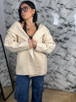 CARDIGAN CON CAPPUCCIO — “Soft Camel”