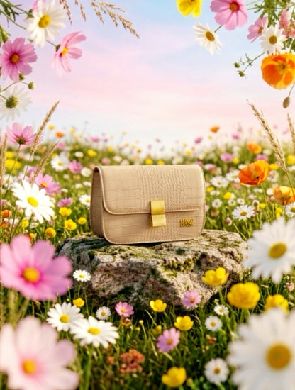 Mini bag beige effetto cocco Enrico coveri