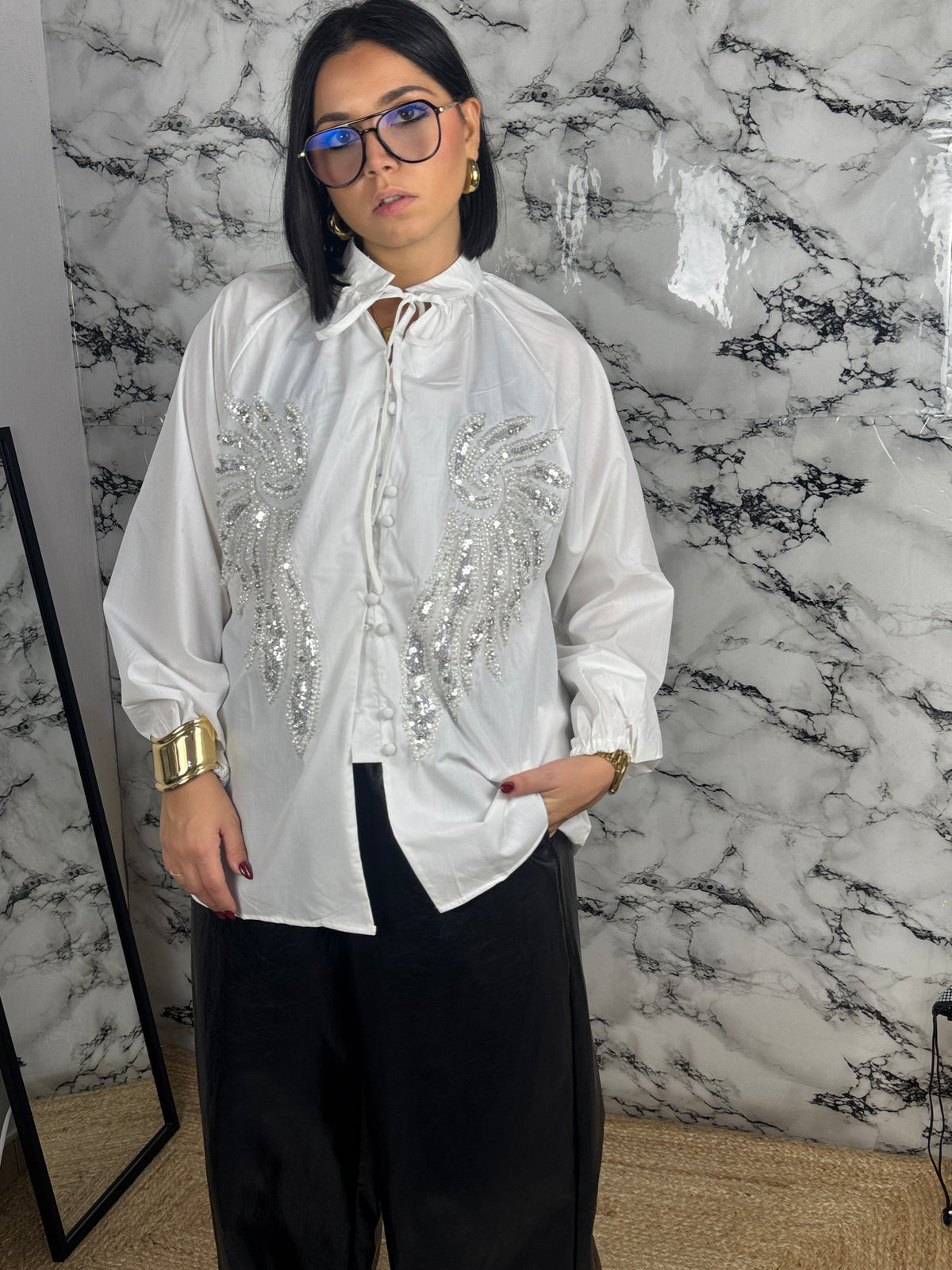 CAMICIA ANGEL CON APPLICAZIONI — “Glam”