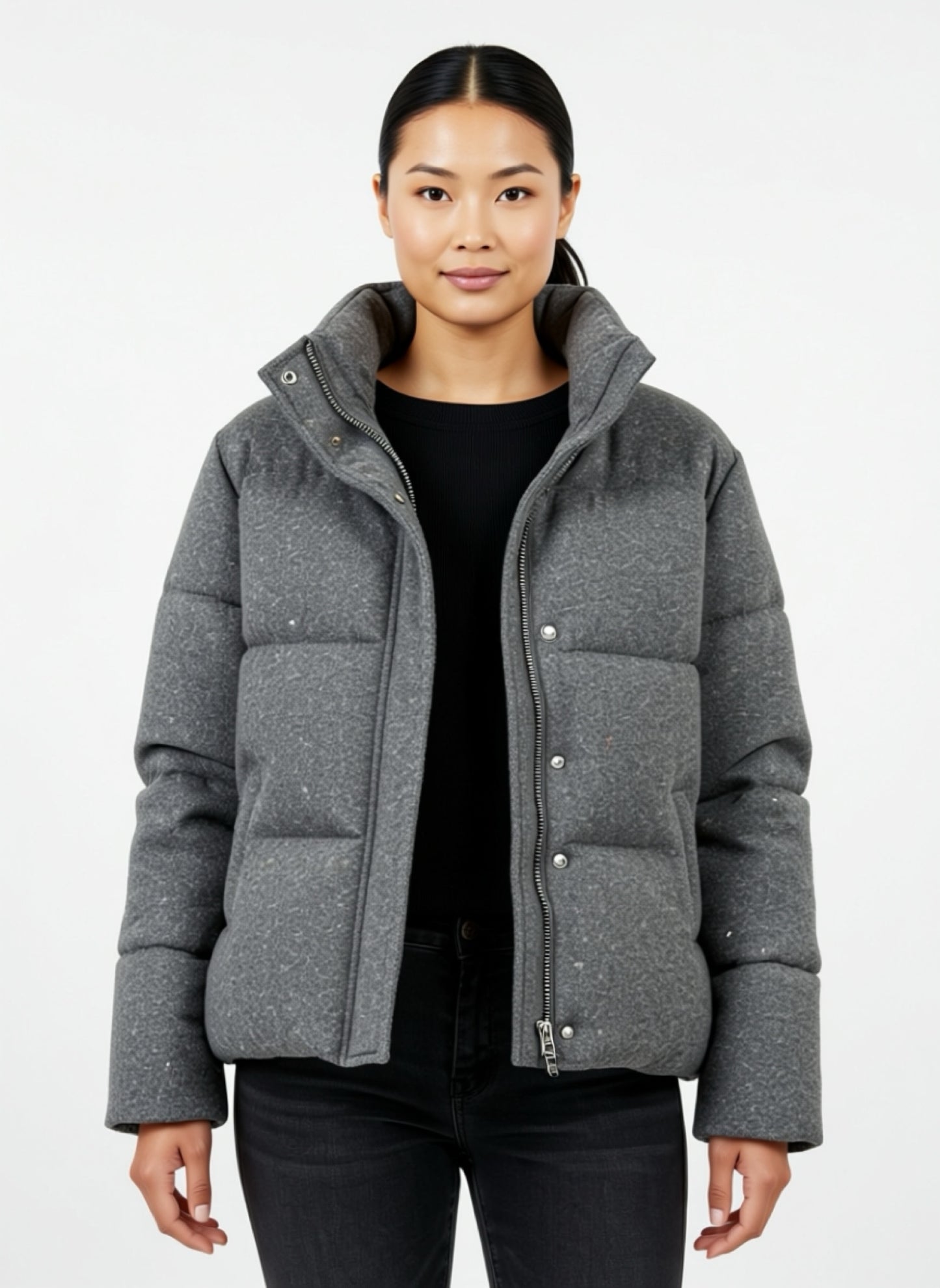 Piumino Donna Corto Grigio | Giubbotto Invernale Caldo e Versatile