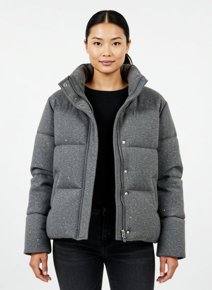 Piumino Donna Corto Grigio | Giubbotto Invernale Caldo e Versatile