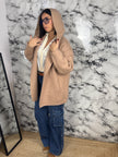 CARDIGAN CON CAPPUCCIO — “Soft Camel”
