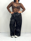 PANTALONE WIDE LEG EFFETTO PELLE