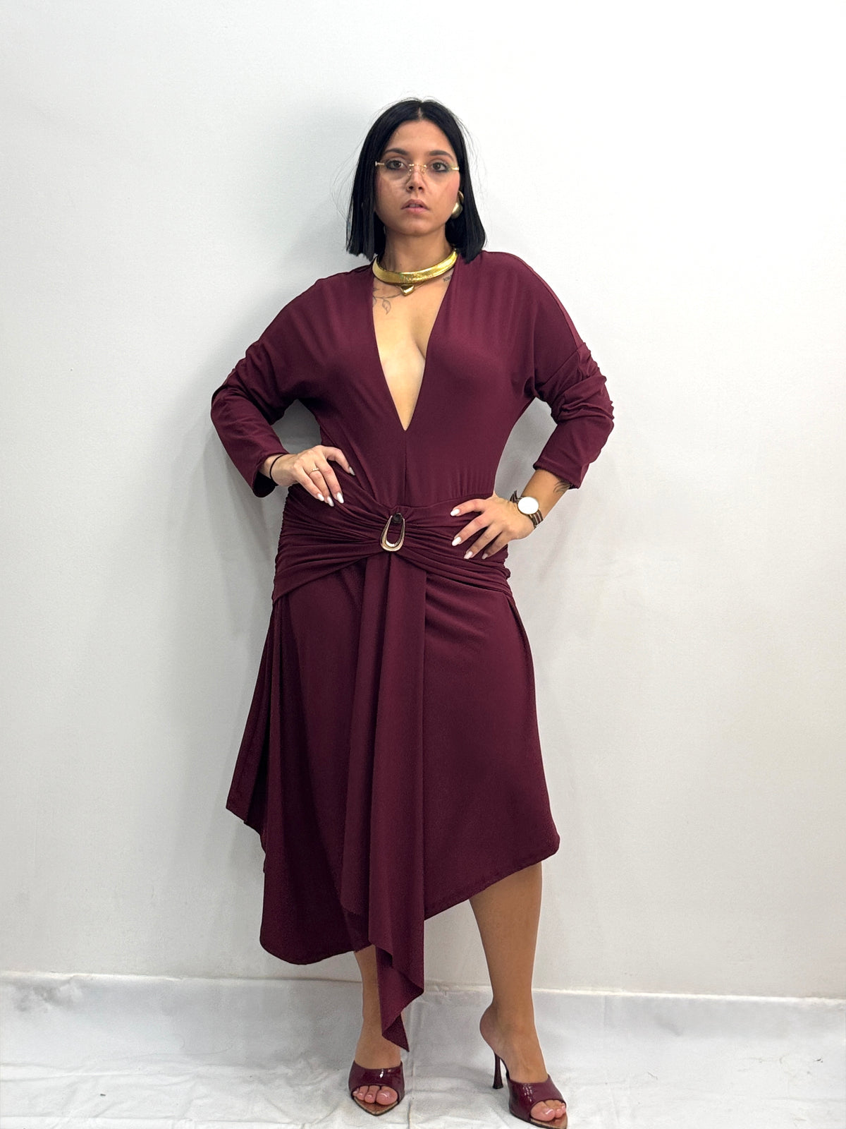 ABITO GIULIA MIDI BORDEAUX