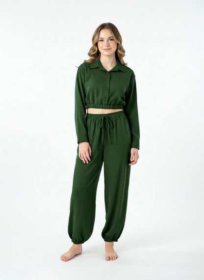 COMPLETO CAMICIA CROP + PANTALONE