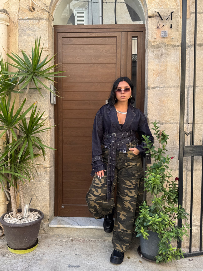 Rebel – Giacca Denim Sartoriale con Cinture