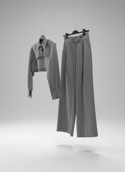 COMPLETO CAMICIA CROP + PANTALONE MORBIDO