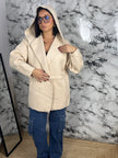 CARDIGAN CON CAPPUCCIO — “Soft Camel”