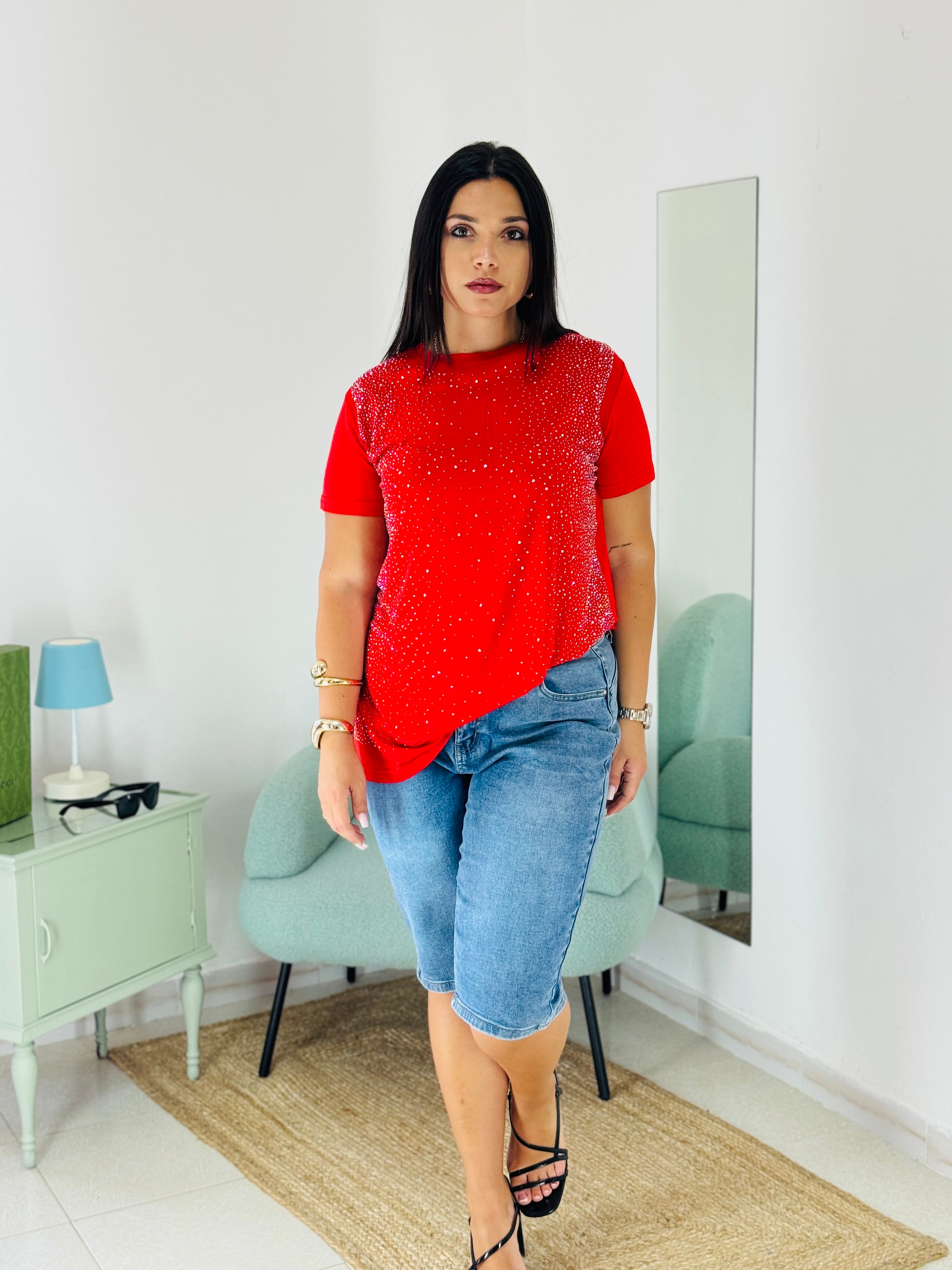 T-shirt Star in viscosa Rosso