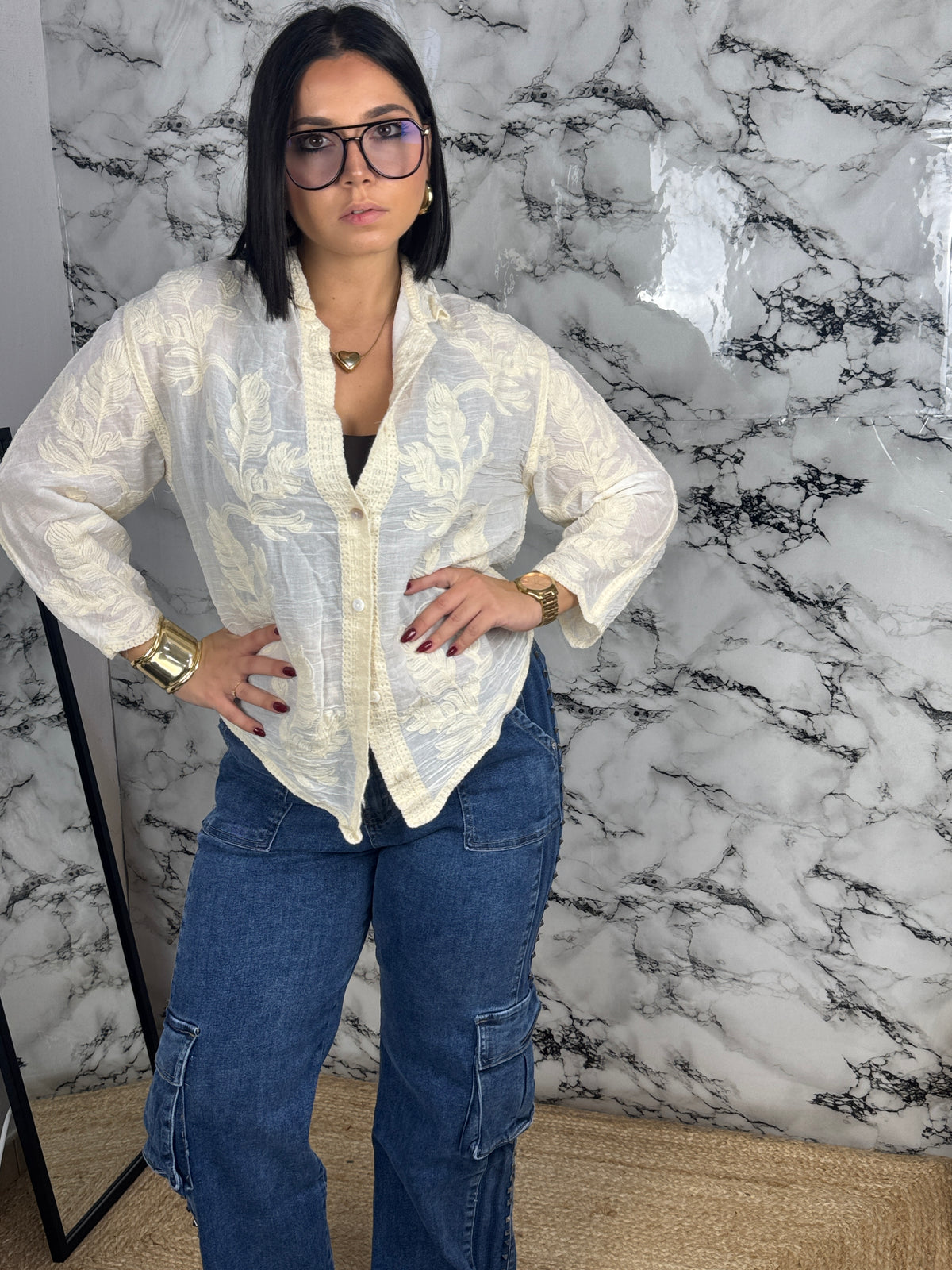 Camicia Panna Ricamata – Elodie