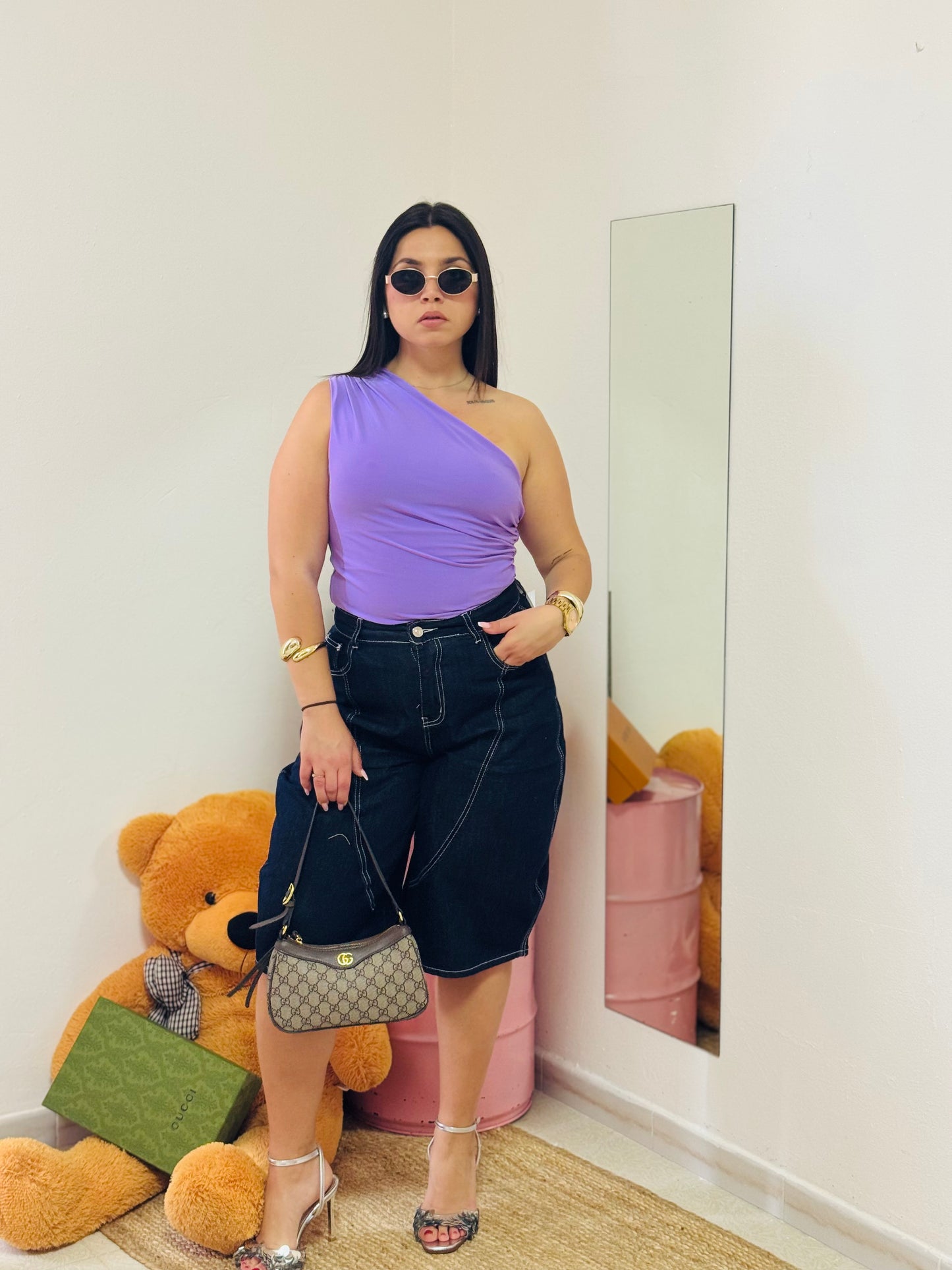 TOP FLOWER ONE SHOULDER