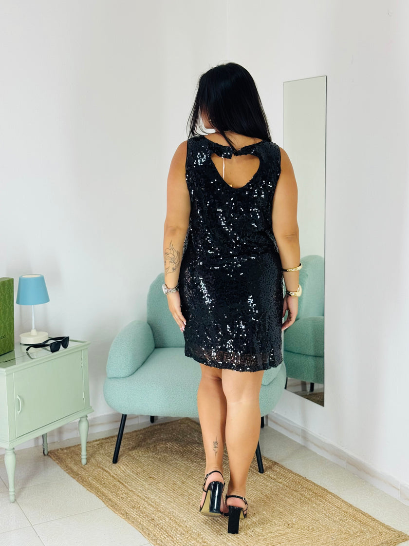 Abito Paillettes Glam Nero