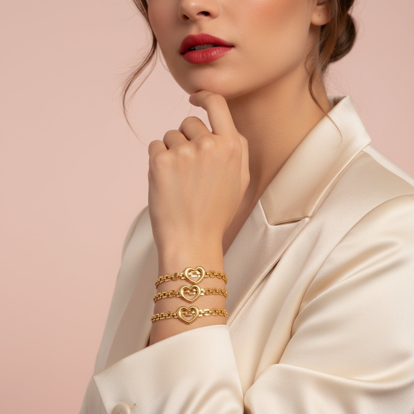 Bracciale con cuori dorati