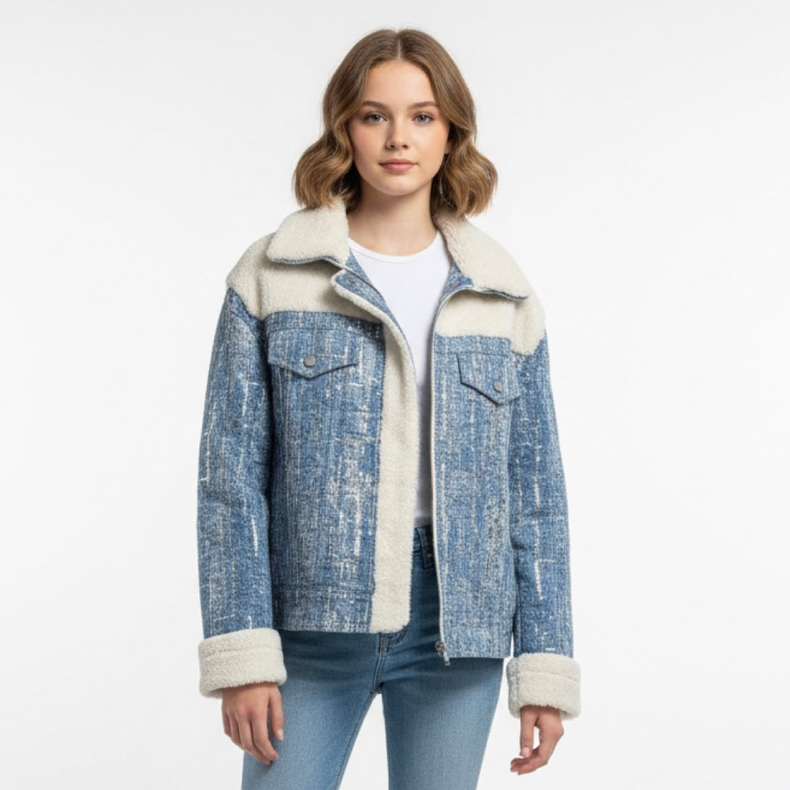 Giacca Donna Denim con Teddy