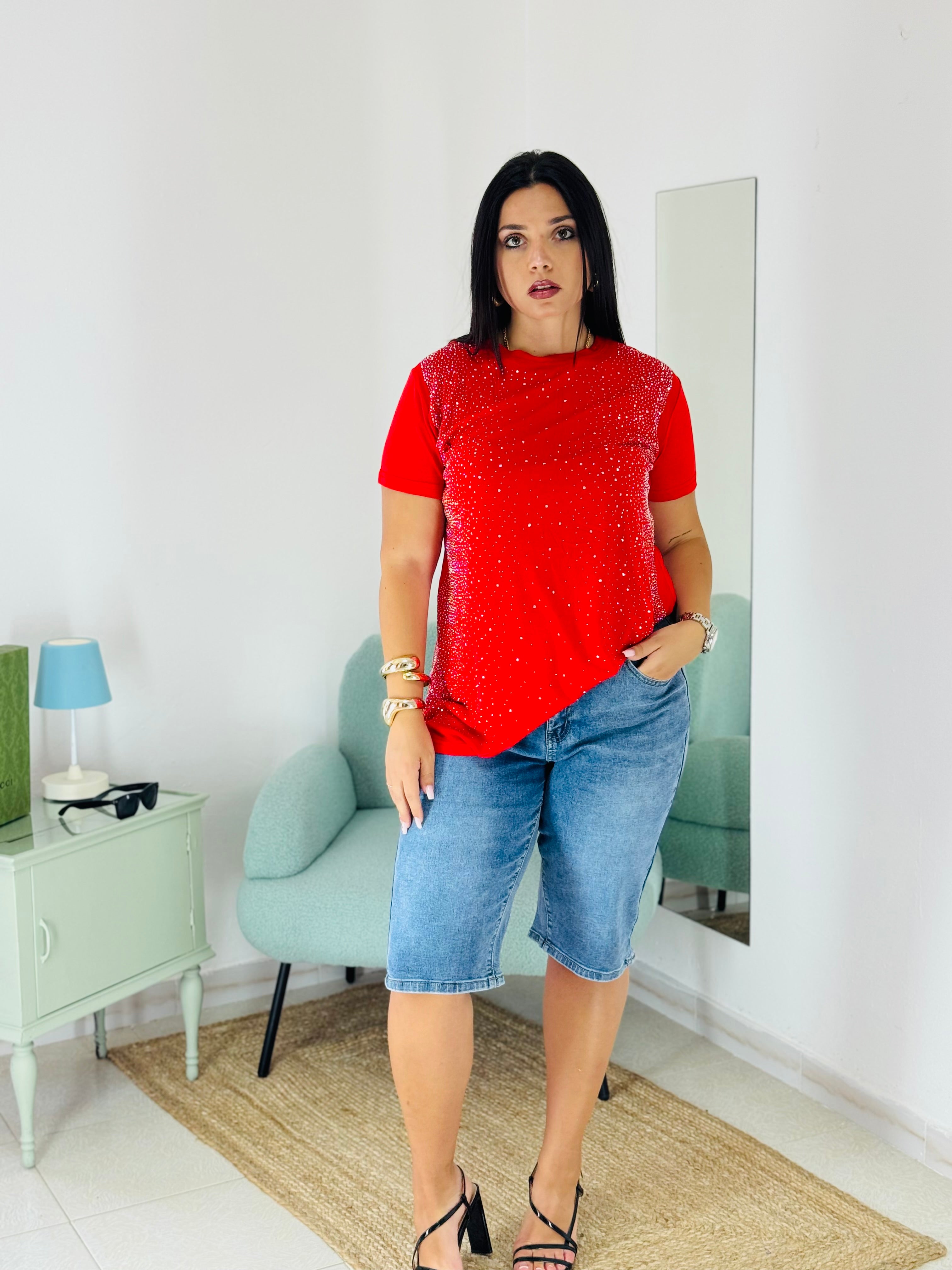 T-shirt Star in viscosa Rosso
