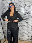 Blazer Bouclé Nero – Golden Touch