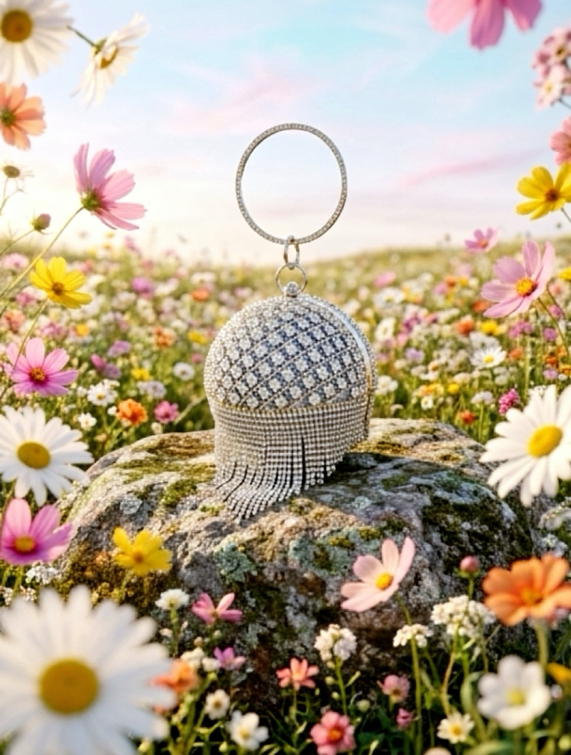 Mini bag tonda con strass