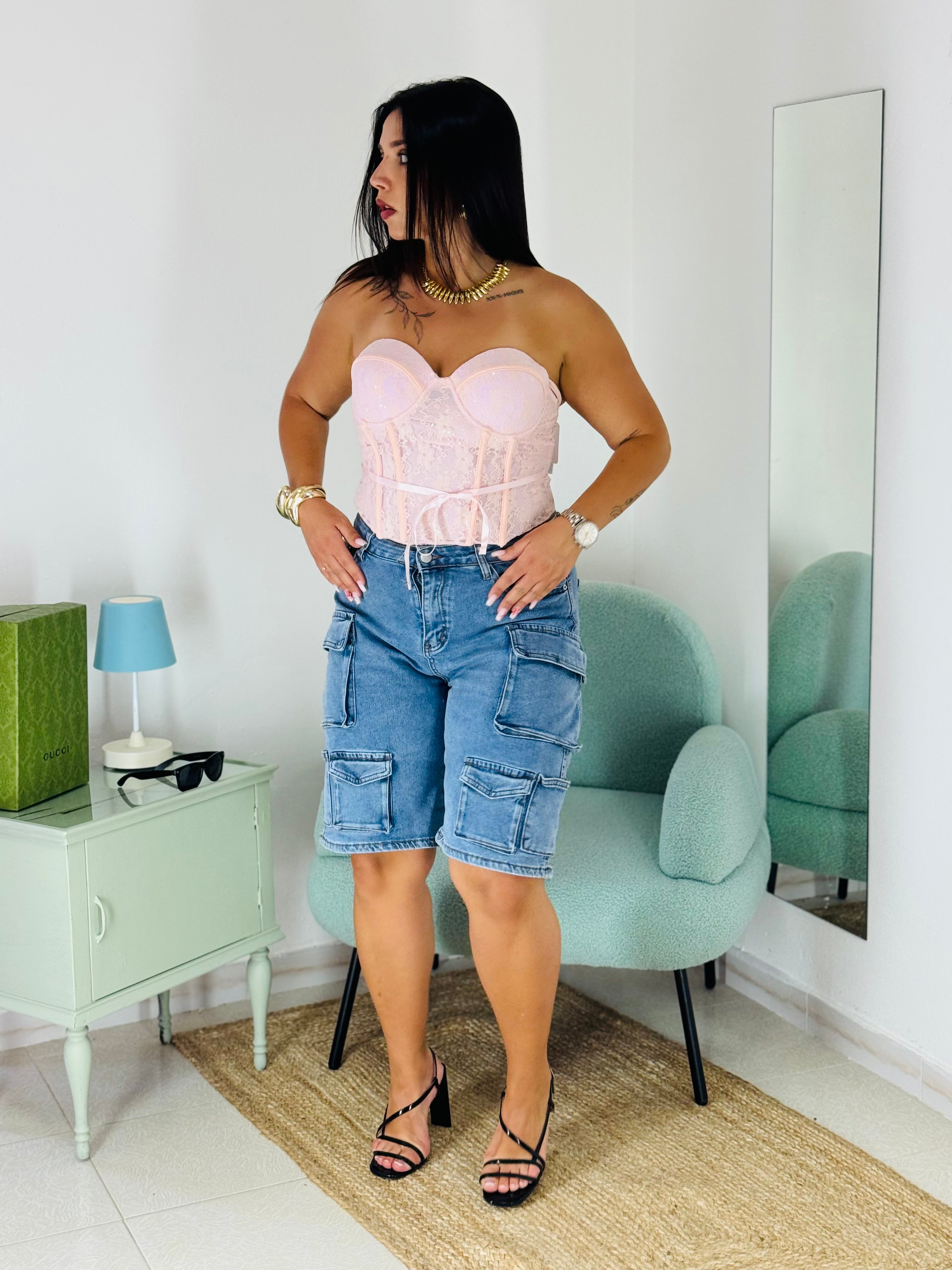 Corpetto Satin Corset Rosa
