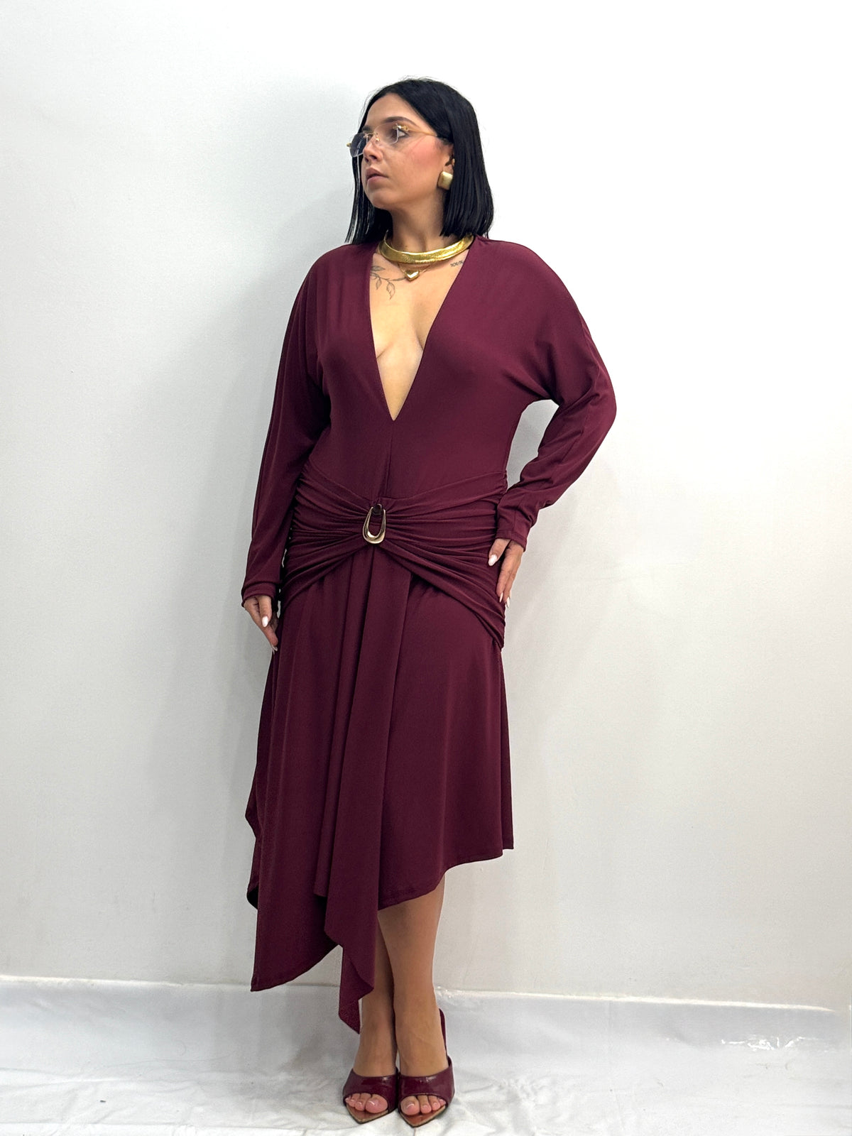 ABITO GIULIA MIDI BORDEAUX