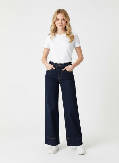 Jeans Donna Vita Alta a Gamba Ampia