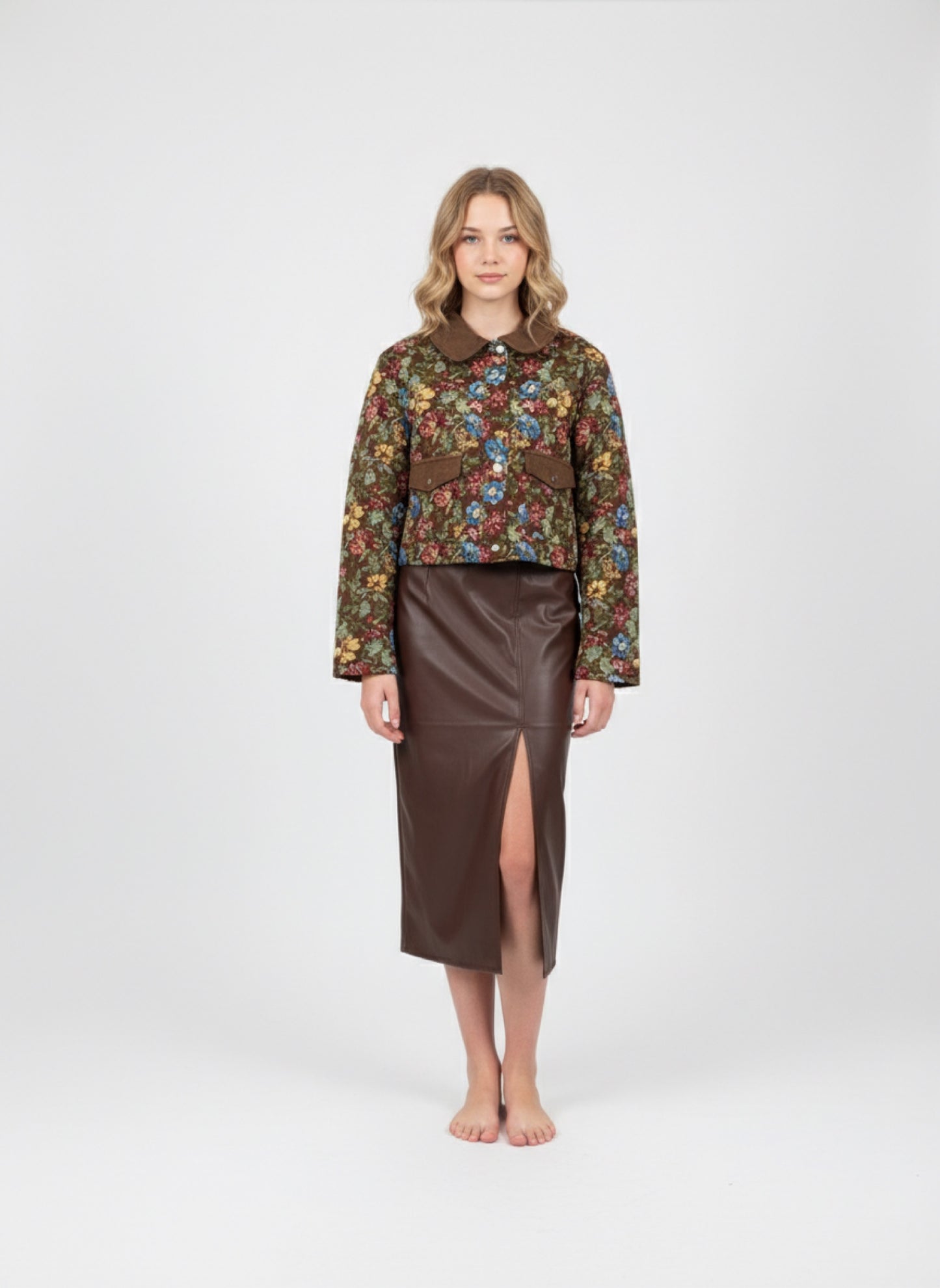 Gonna Midi Ecopelle con Spacco